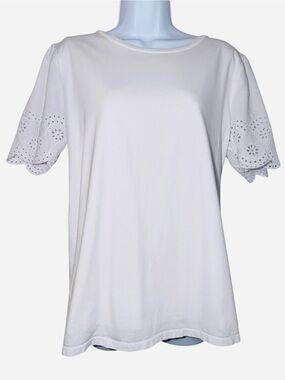 ASOS Maternity/Nursing White Short Sleeve Top with Eyelet Sleeves